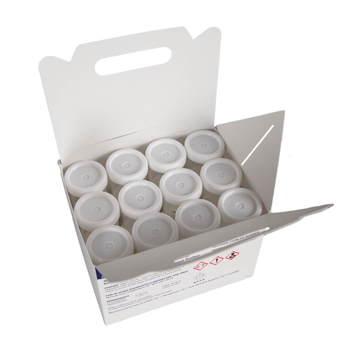 120 mL Prefilled Formalin, open